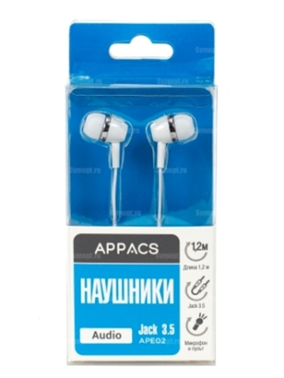 Наушники APPACS (рус.) APE02, jack3.5, провод 1,2м