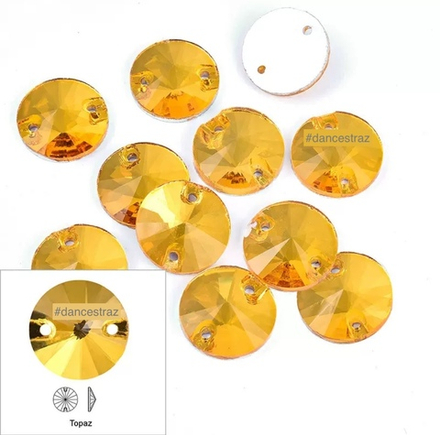 Стразы пришивные, Rivoli, Topaz (A3), 12mm, (48 ea/pkg), (F2)