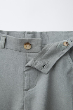 ZARA КОСТЮМНЫЕ БРЮКИ ИЗ СМЕСОВОГО ЛЬНА, СЕРЫЙ