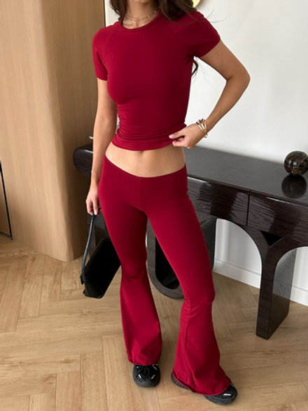Леггинсы клёш красные
