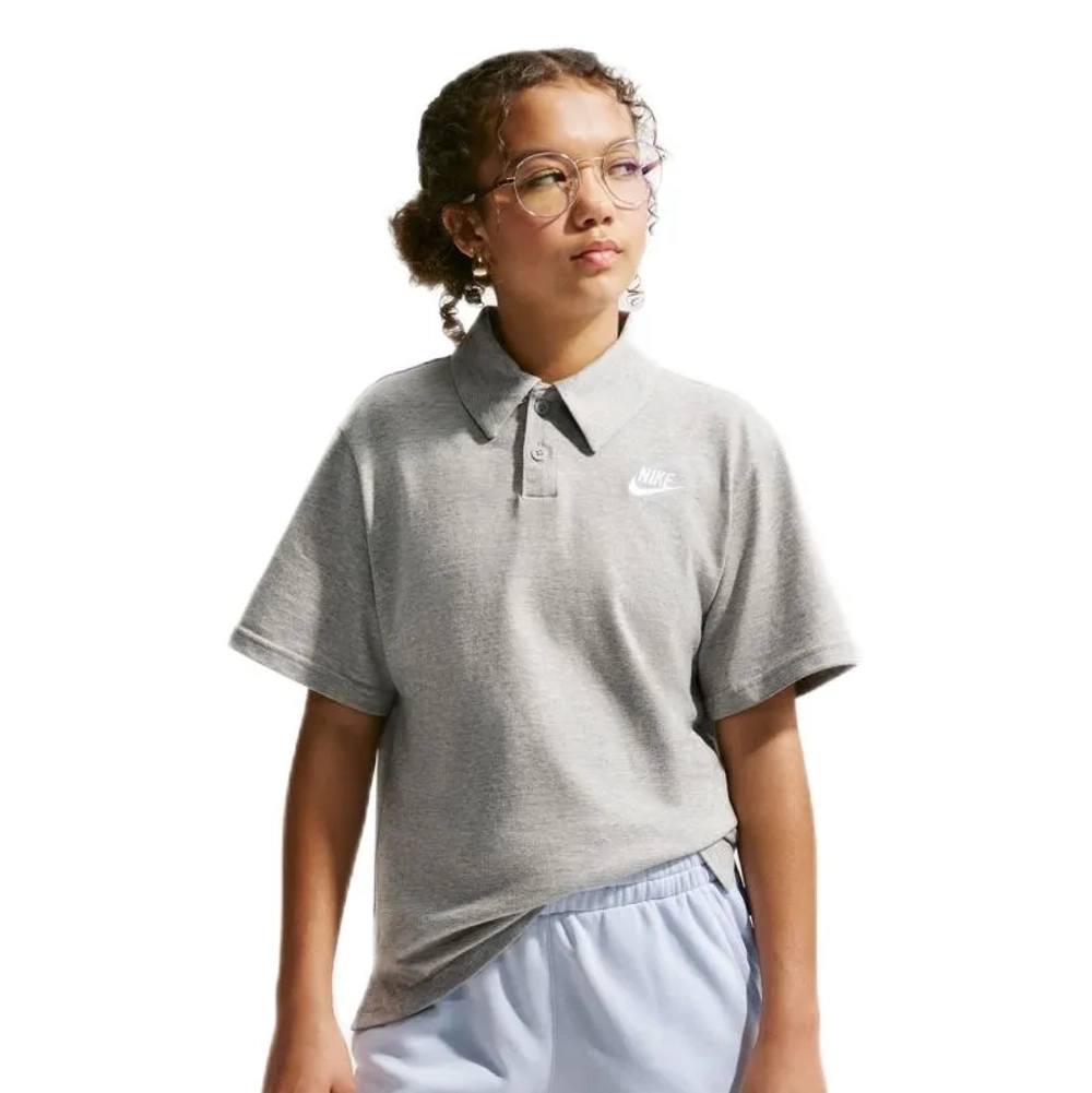 Футболка для мальчика теннисная Nike Kids Sportswear Club Knit Short Sleeve - dark grey heather/white