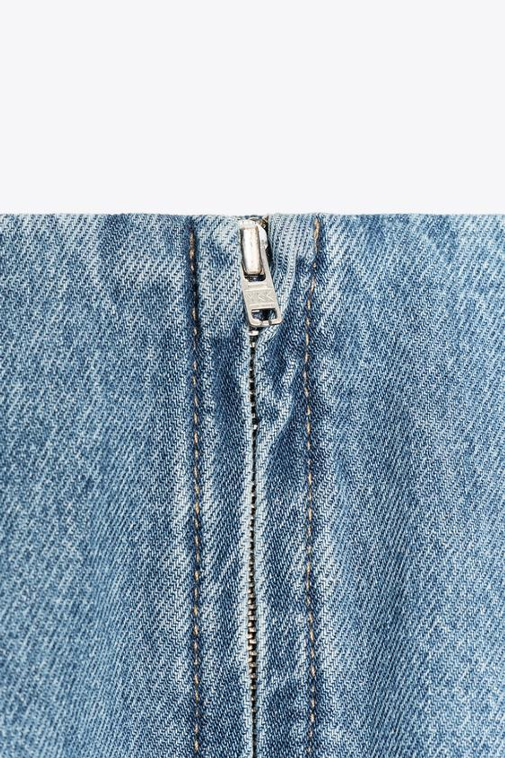 ZARA ДЖИНСОВАЯ ЮБКА-МИДИ ZW COLLECTION, ВЫЦВЕТШИЙ СИНИЙ