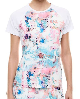 Женская теннисная футболка EA7 Tennis Pro In Ventus7 - fancy white2