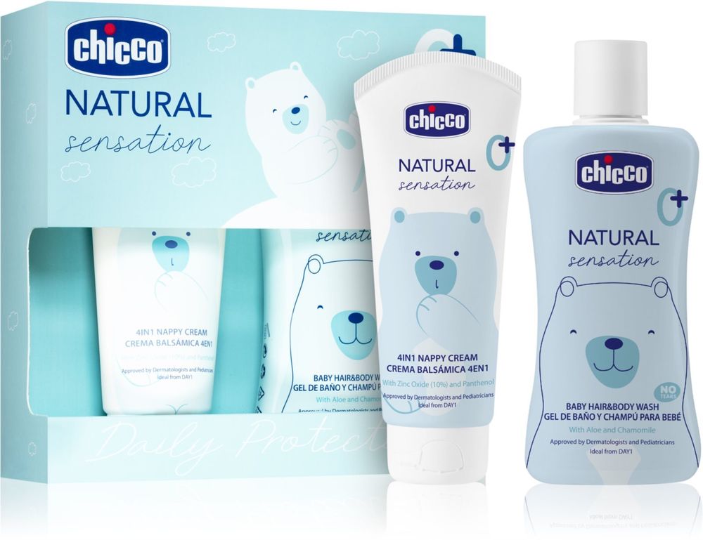 Chicco 0 + shampoo and body wash for children from birth 200 мл + 0+ nappy Rash cream for babies 100 мл Natural Sensation Daily Protection