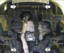 Защита картера двигателя, КПП (2 мм, сталь) для Mitsubishi Outlander I 2003-2006 Motodor.01309