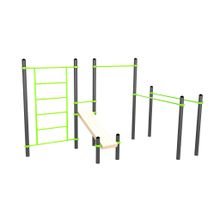 W301 Воркаут (брусья, турник, шведская стенка и наклонная скамья для пресса) ZAVODSPORTA