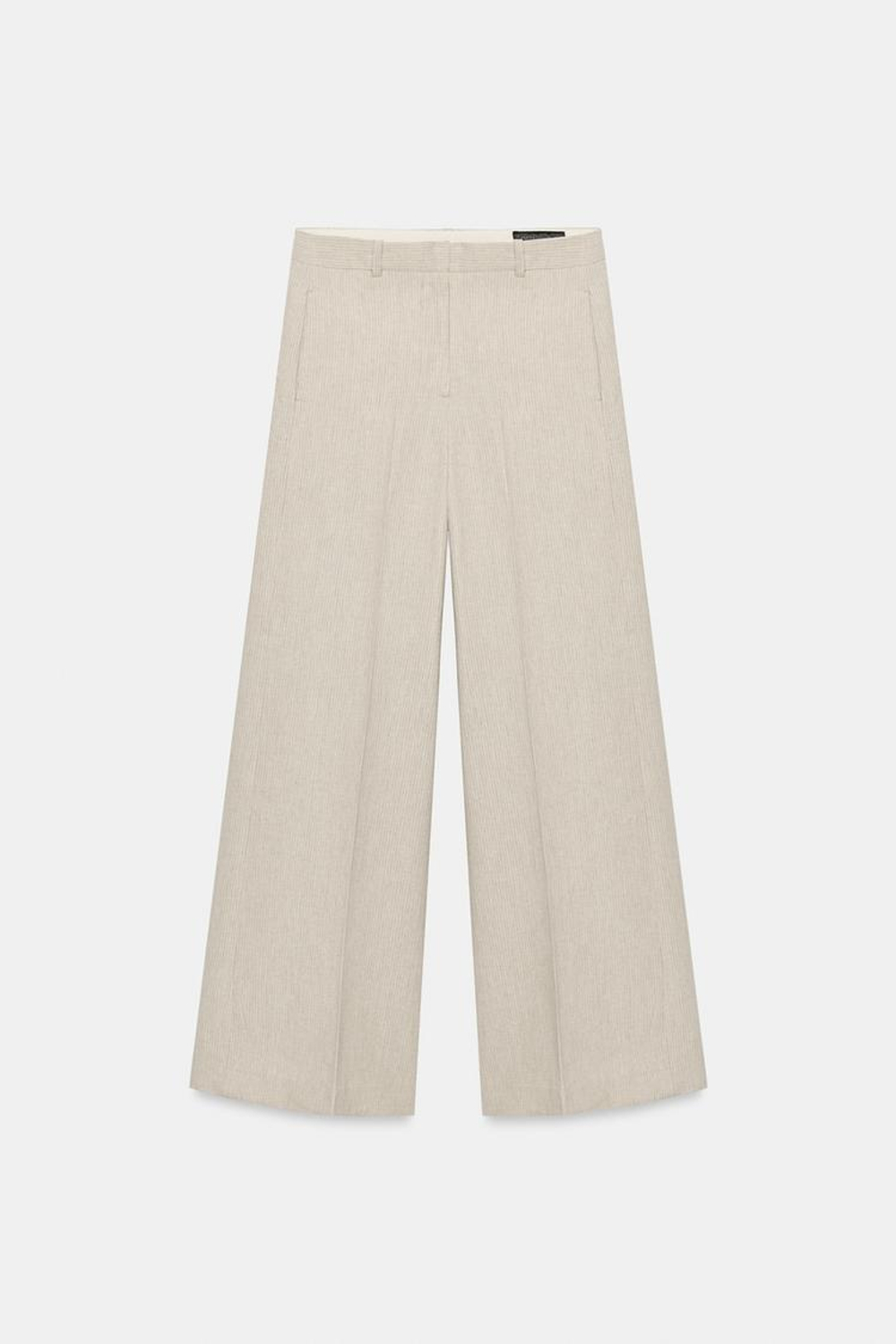 ZARA БРЮКИ В ПОЛОСКУ — ZW COLLECTION, ПЕСОЧНЫЙ МЕЛАНЖ