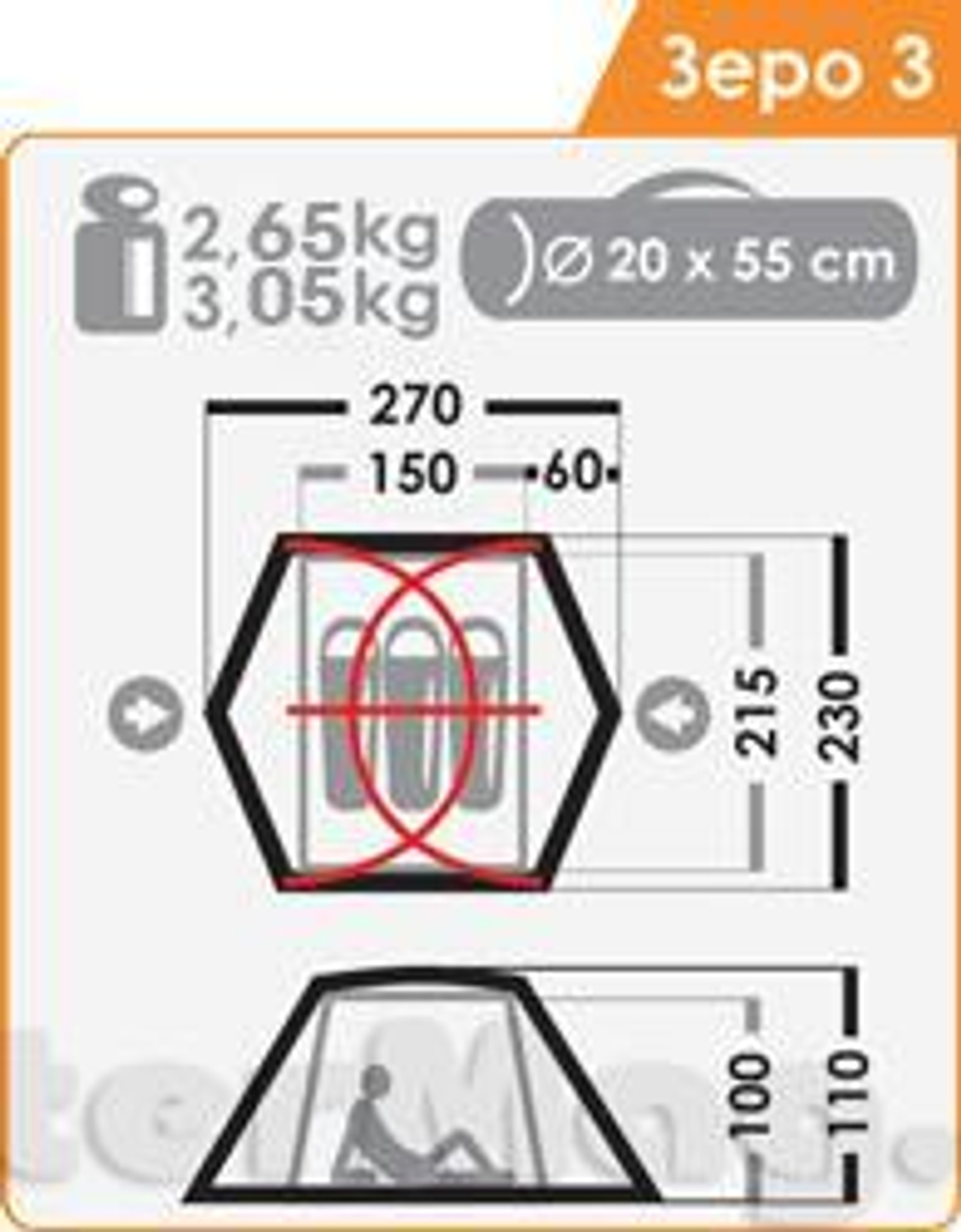 Палатка Нормал Зеро 3 si/pu