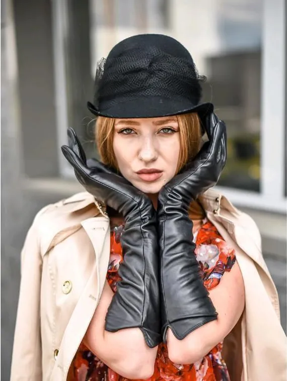 Перчатки женские, размер 7, цвет чёрный