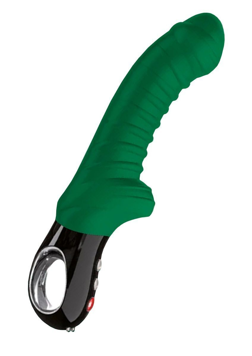 Зеленый вибратор с рёбрышками Tiger - 23 см. (Цвет: зеленый)