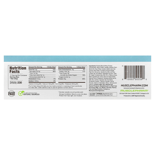 MusclePharm, Протеиновый батончик Combat Ready ™, булочка с корицей, 12 батончиков, 53 г (1,87 унции)