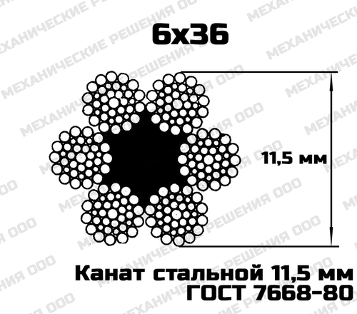 Канат стальной 11,5 мм ГОСТ 7668-80