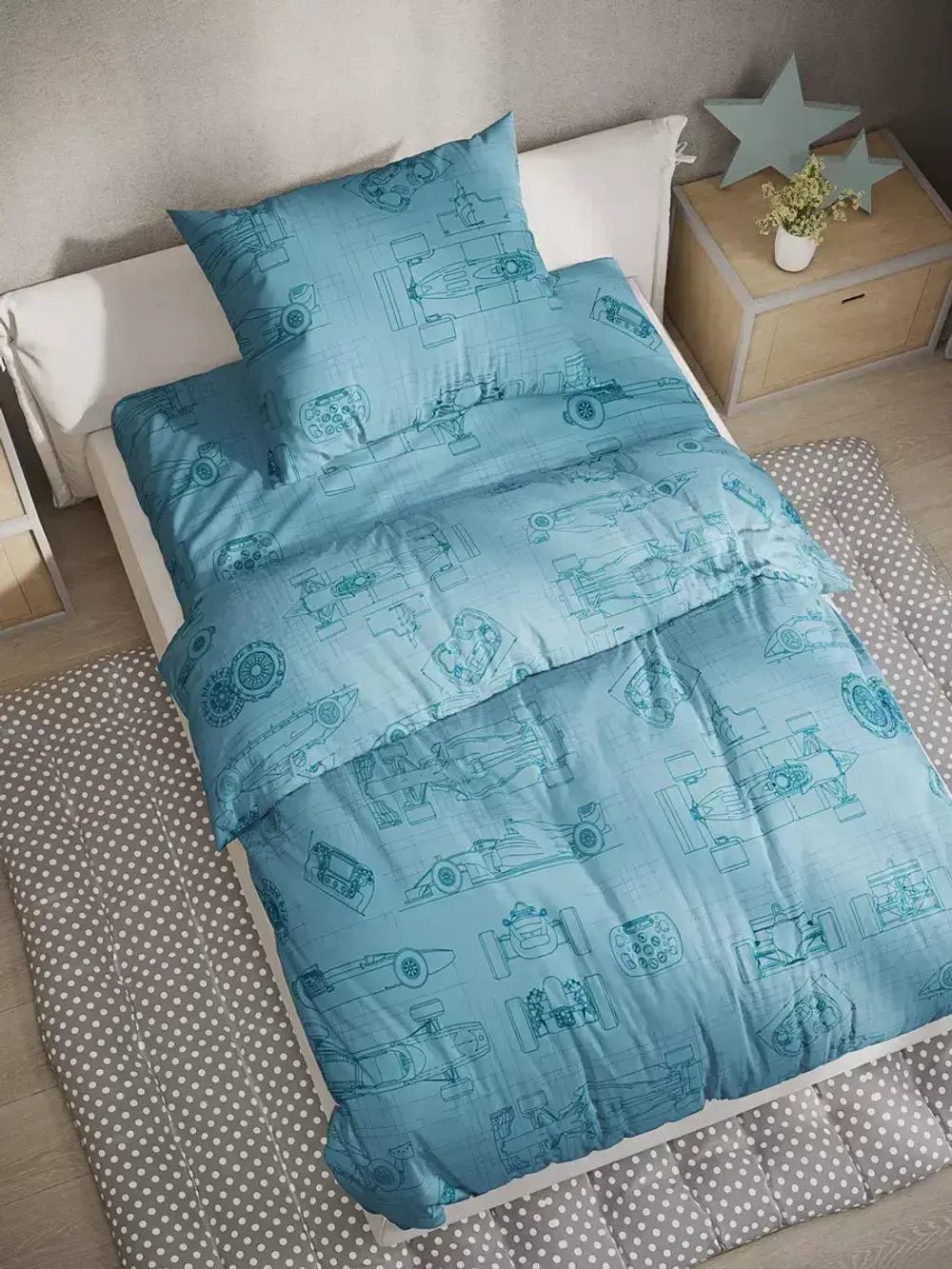 Наволочка комплект 2шт перкаль Сказка "Формула1" 70x70 см на молнии