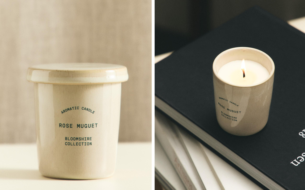Zara Home Свеча ароматическая Rose Muguet 170 г, растительный воск, аромат цветочный, Розовый
