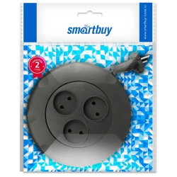 Удлинитель бытовой 3 гн, 3 м, ПВС, 2х1 мм2, б/з, 2200 Вт, чер, Smartbuy, SBE-10-3-03-B