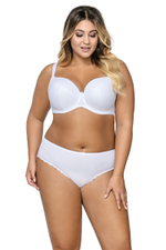 Элегантный бюстгальтер plus size с уплотненными чашками из нежной микрофибры (Размер: 95F) (Цвет: бежевый)