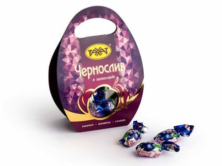 Конфеты Чернослив в шоколаде х/к с окном 200 гр