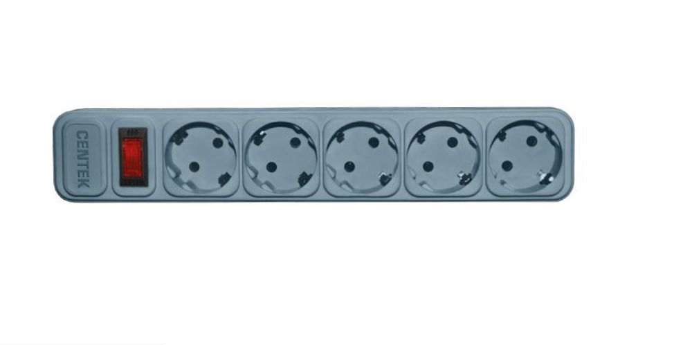 Сетевой фильтр Centek СТ-8900-5-4,5 Gray (серый) 5 розеток, 4,5 м, ДВОЙНАЯ ЗАЩИТА, макс до 2200 Вт