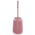 Длинный Ёршик для туалета вязаный узор пепельно-розовый