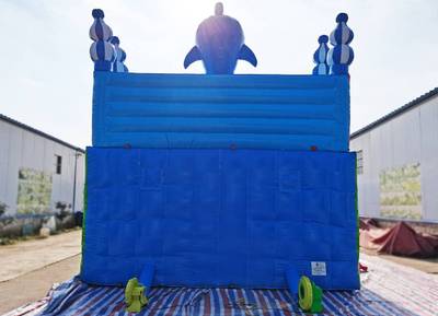 Коммерческий надувной батут с горкой «В гостях у моря» 10*5*5 м.