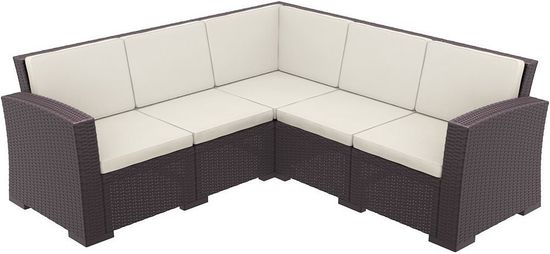 Диван пластиковый плетеный угловой с подушками Monaco Lounge Corner