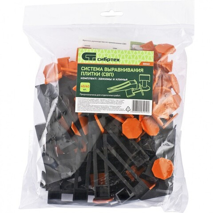 Система выравнивания плитки СВП Сибртех, Комплект зажим+клин 40/40шт. (32шт)