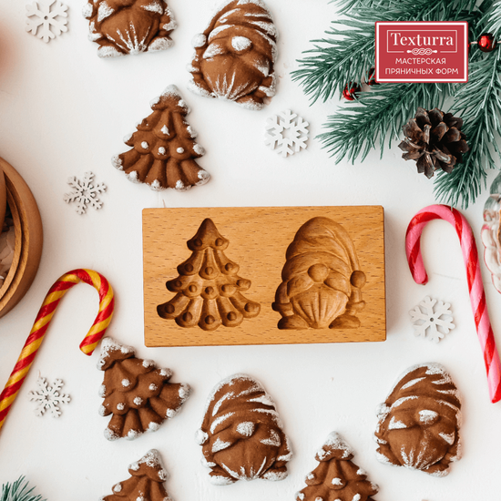 Пряничная форма Гном и ёлка