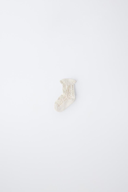 ZARA АЖУРНЫЕ НОСКИ ИЗ ХЛОПКА И ШЕЛКА, ЭКРЮ