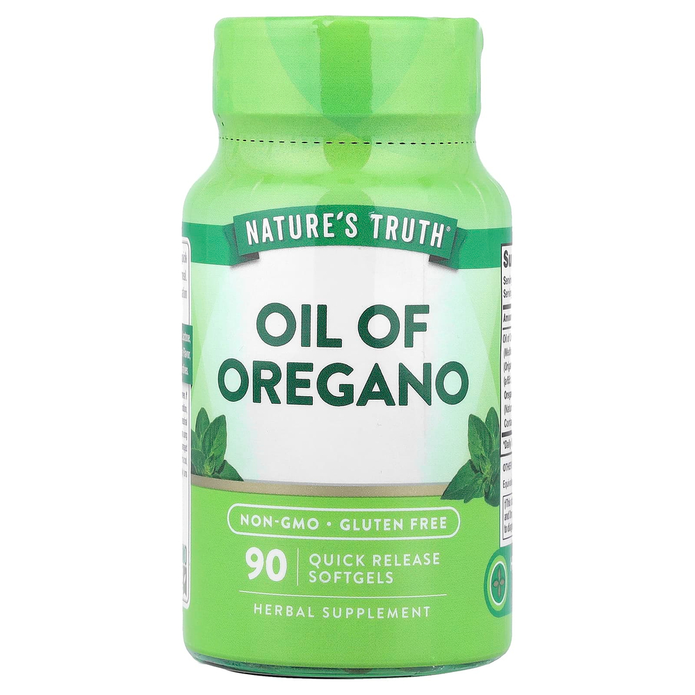 Nature's Truth, масло орегано, 90 капсул быстрого высвобождения (30,8 мг в 1 капсуле)