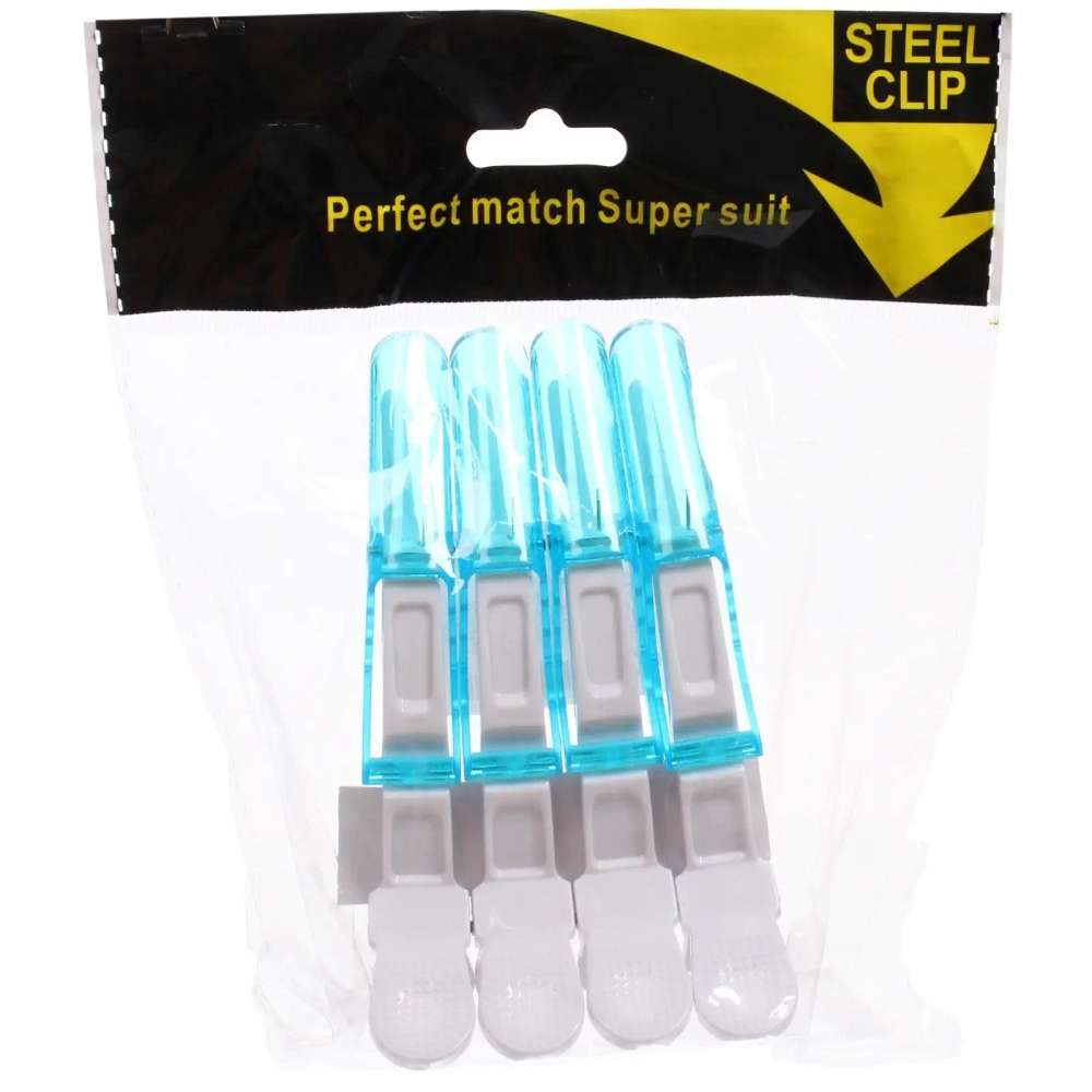 Зажимы парикмахерские 4шт «KLEVER», цвет белый/голубой, 11,5см