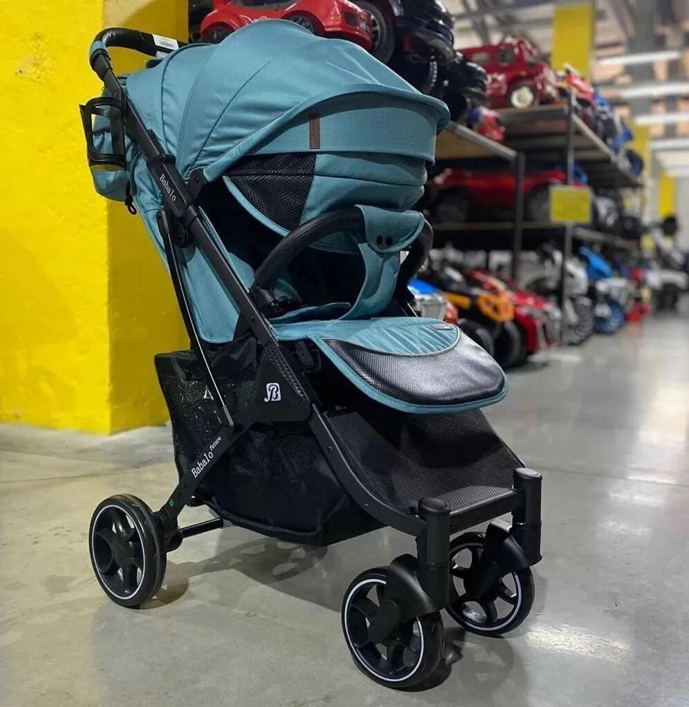 Коляска прогулочная Babalo 2022 Озёрный текстиль на чёрной раме с сумкой
