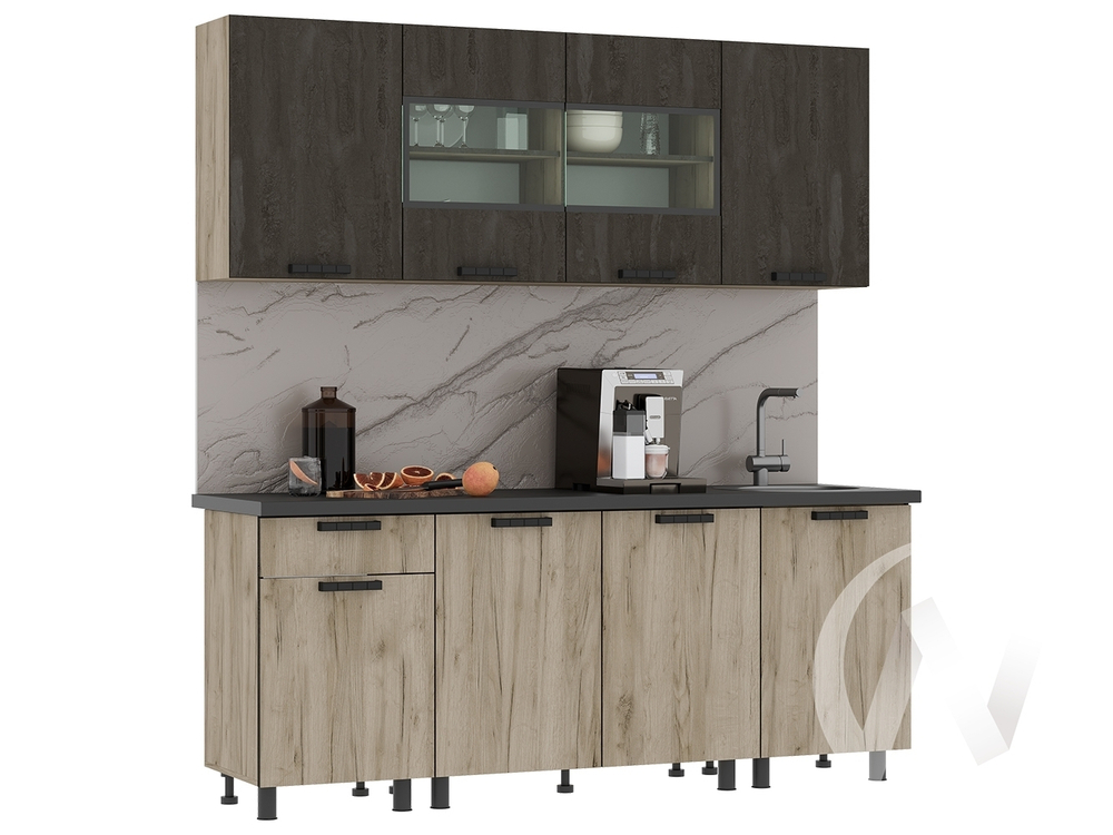 Кухня Эдинбург ЛДСП 2.0 (крафт серый/железный камень; крафт серый)