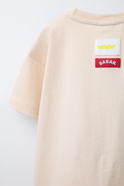 ZARA ФУТБОЛКА С ПРИНТОМ BABAR™, СВЕТЛО-БЕЖЕВЫЙ