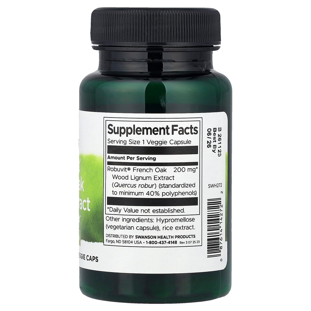 Swanson, экстракт древесины французского дуба Robuvit®, 200 мг, 30 растительных капсул