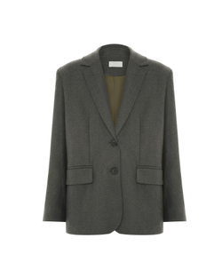 Жакет однобортный из шерсти серо-зеленый