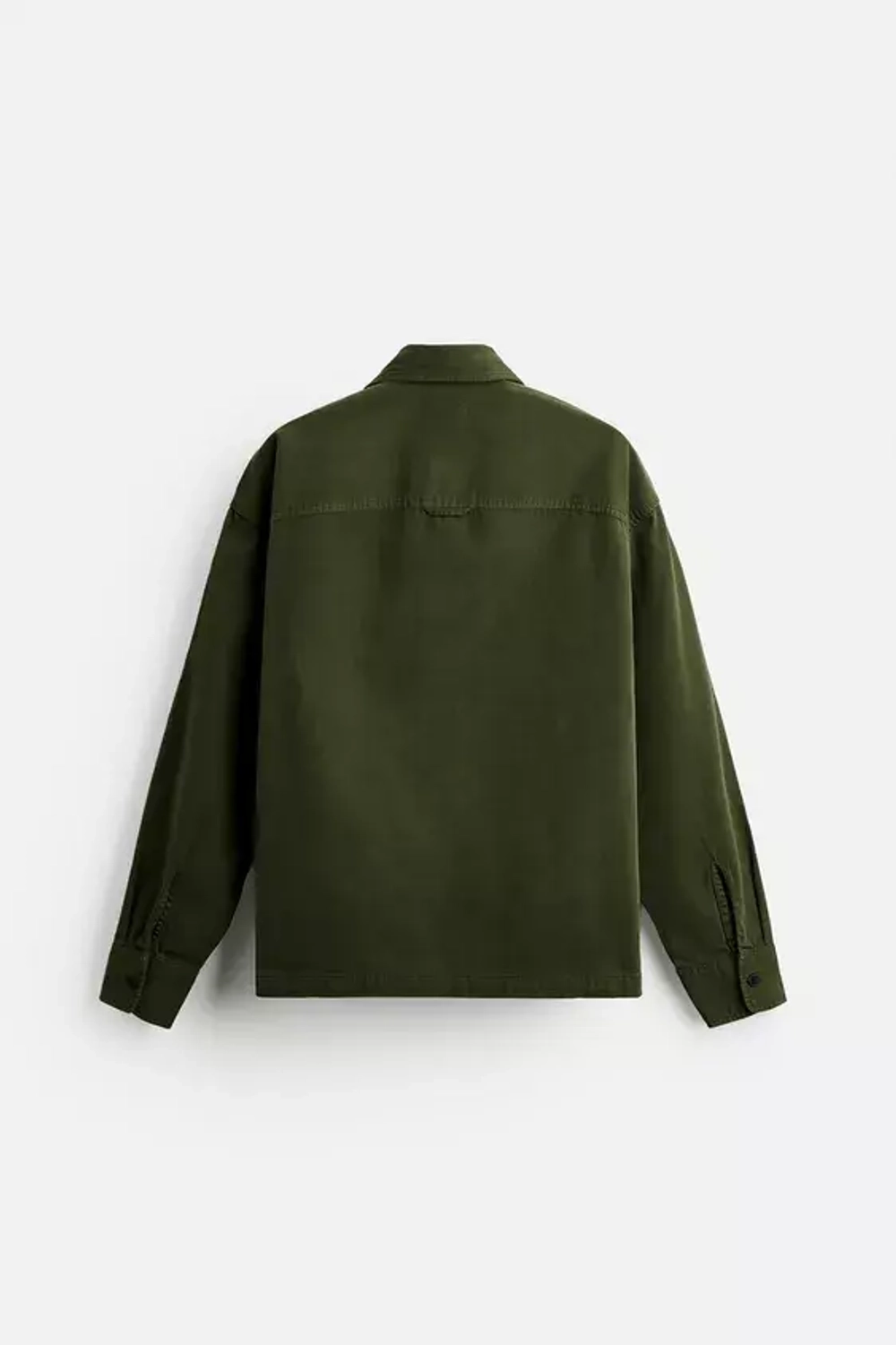 ZARA КУРТКА-РУБАШКА С КАРМАНАМИ, ТЕМНЫЙ ХАКИ