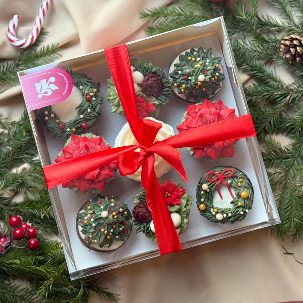 Новогодний цветочный набор · 9 шоколадных горшочков