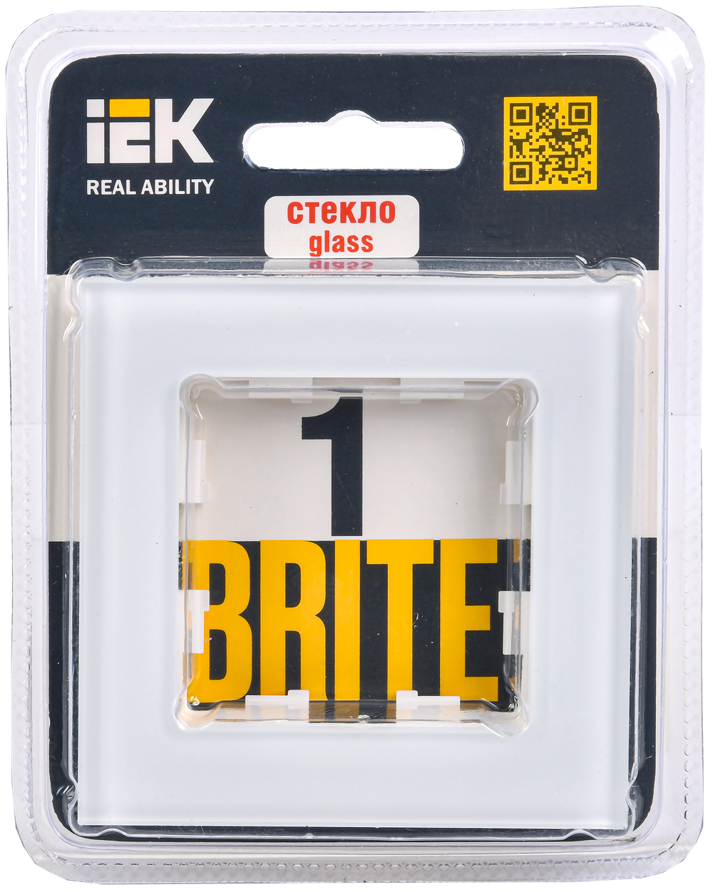 BRITE Рамка 1 -местная РУ-1-2-БрБ стекло белый IEK