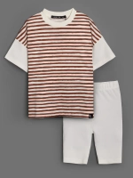 Летний костюм для девочки в полоску с велосипедками