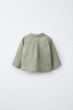 ZARA РУБАШКА ИЗ 100% ЛЬНА, ХАКИ