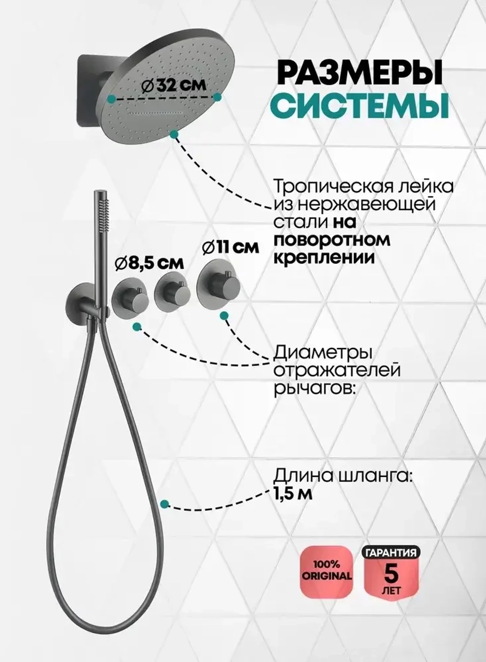 Душевая система скрытого монтажа Grocenberg GB5020BG с Термостатом Vernet (Франция)