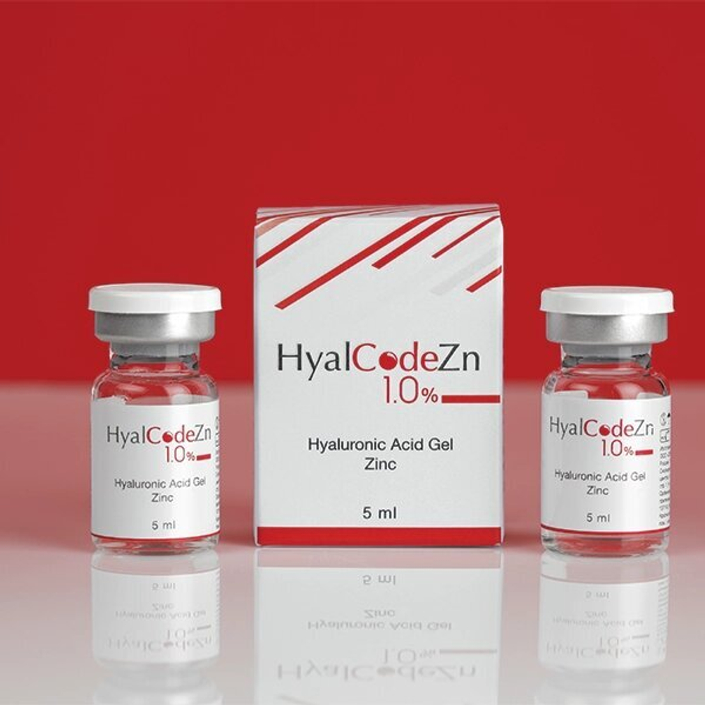 Биоревитализант HyalCode Zn 1,0% гиалуроновая кислота 1000–1200 кДа (1,0%), хлорид цинка 1 фл. (5 мл)