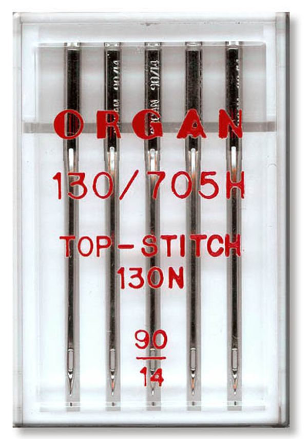 Иглы для швейных машин для отстрачивания top stitch 130/705 H, №90, 5 игл, в пенале, 5600090 90, ORGAN