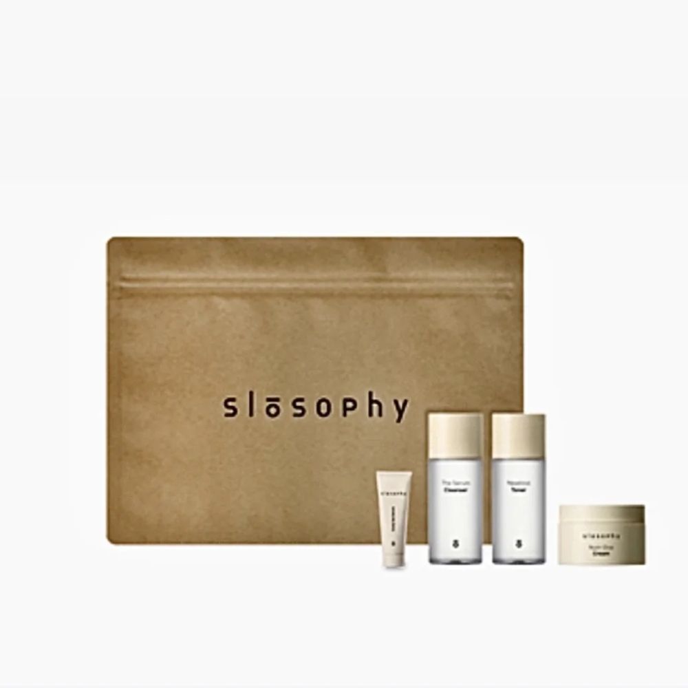 SLOSOPHY SET 7 Days of Slosophy Mini (очищающая сыворотка, тонер-сыворотка, крем и солнцезащитная крем-сыворотка) программа недельного ухода за кожей