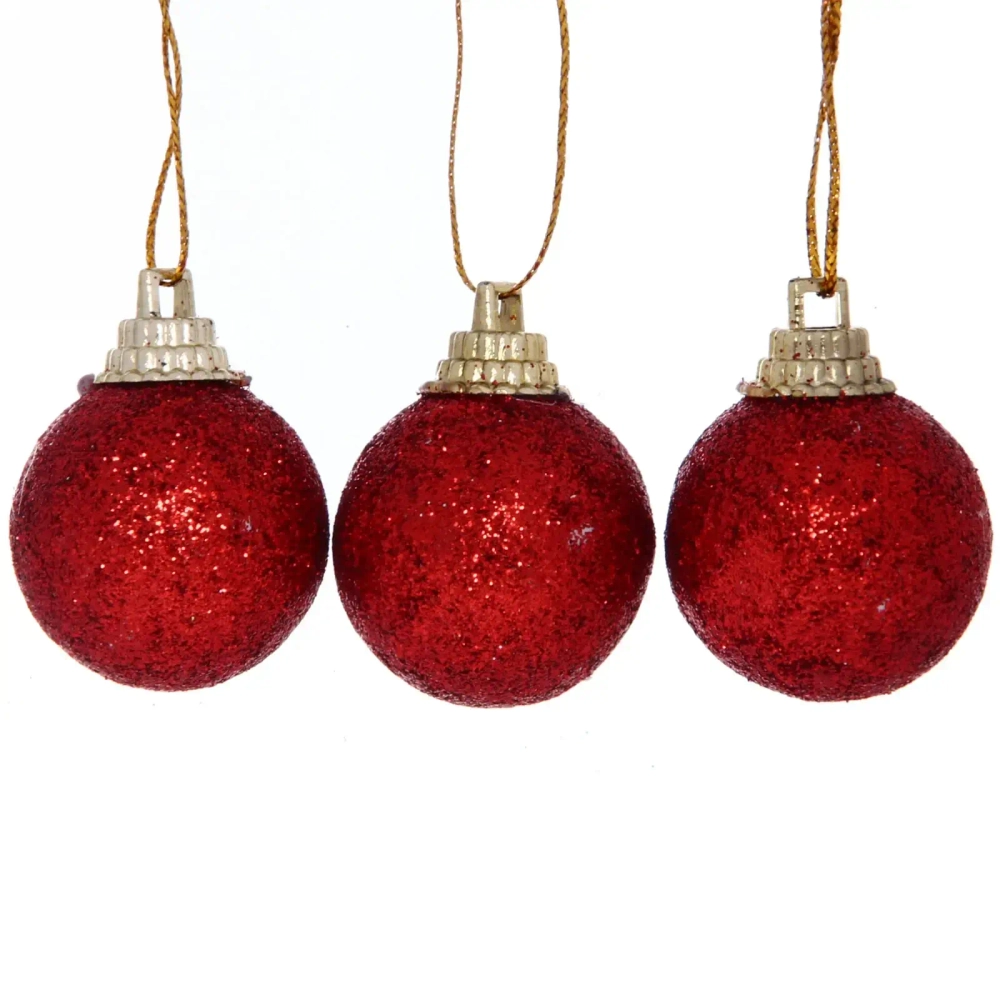 Новогодние шары 3 см (набор 9 шт) «Блестящее напыление», красный