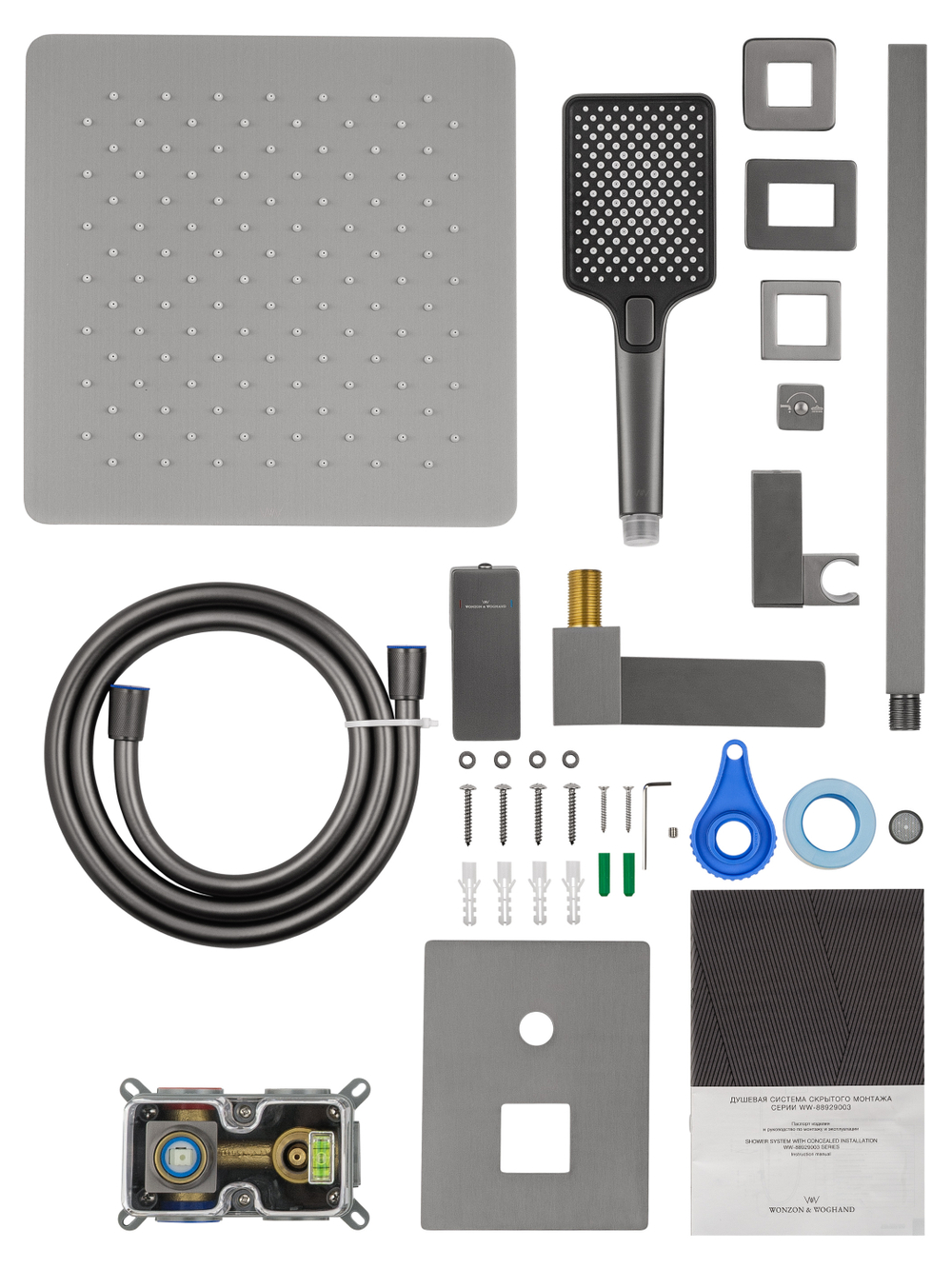 Душевая система встраиваемая WONZON & WOGHAND CUBE 2.0, Темный графит (WW-88939068-BGM)