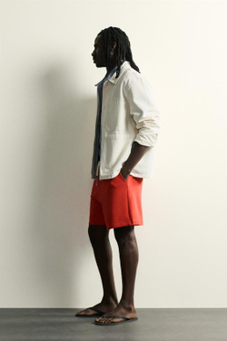 ZARA СПОРТИВНЫЕ ШОРТЫ RELAXED FIT, КРАСНЫЙ