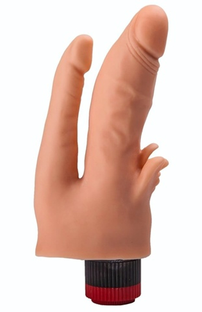 Двойной анально-вагинальный гелевый вибратор - 17 см. (Цвет: телесный)