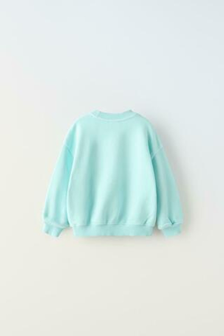 ZARA ТОЛСТОВКА С ВЫШИВКОЙ, СВЕТЛО-БИРЮЗОВЫЙ