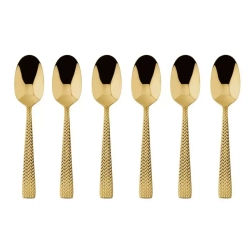 Sambonet - Набор из 6 ложек для эспрессо Cortina PVD Gold / артикул   52722GA7  / GTIN 8014808402388